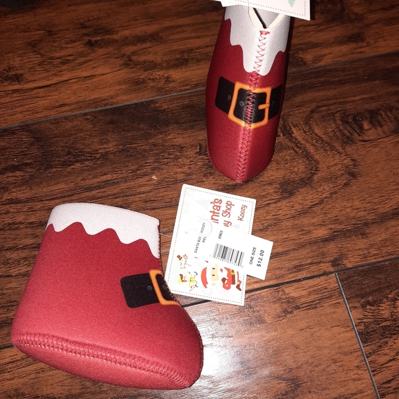 🎄Santa Boot Koozies Pair One Size Fits Pop Soda Bottles - Picture 2 of 4